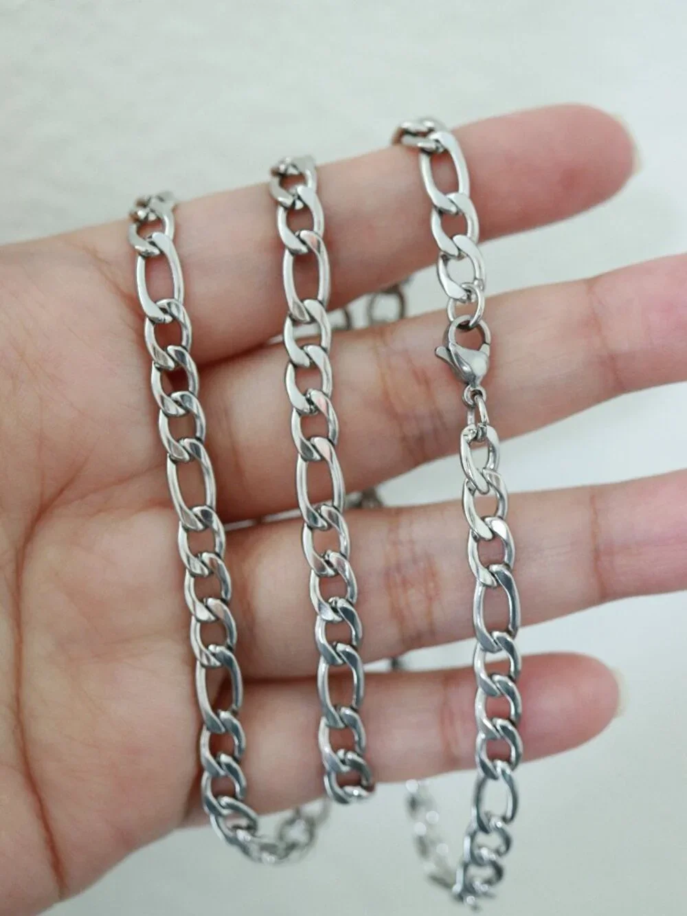 6mm Figaro Chain Necklace Silver Stainless Steel